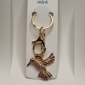 Mint Sparkling Bird Keychain with Pink and Gold Accents BAG CHARM